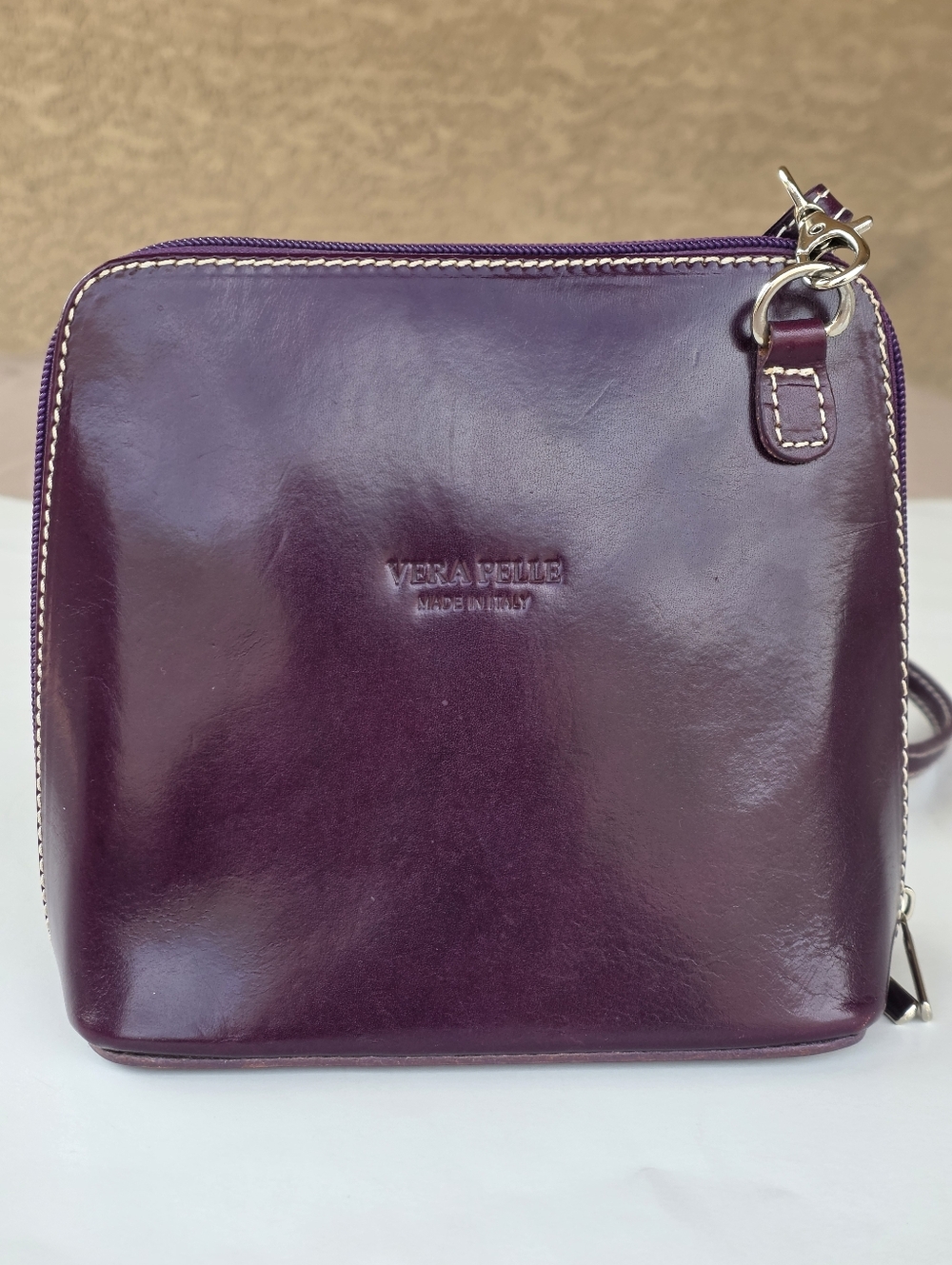 Vera Pelle Crossbody Bag Genuine Italian Leather Small Shoulder Purse NWOT